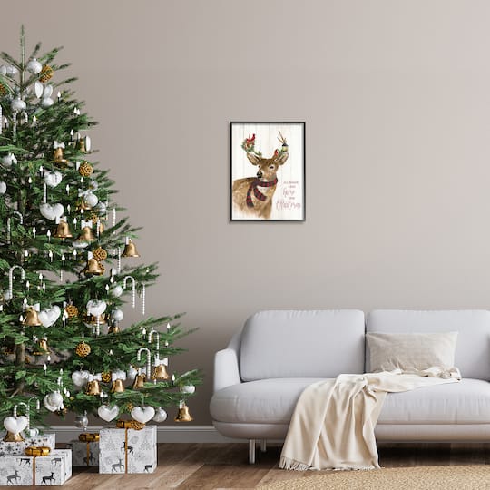 Stupell Industries All Roads Lead Home Christmas Deer Framed Giclee Art
